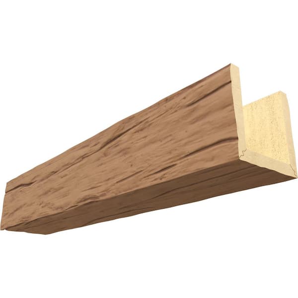 Ekena Millwork Endurathane 8 in. H x 4 in. W x 14 ft. L Riverwood Toffee Faux Wood Beam