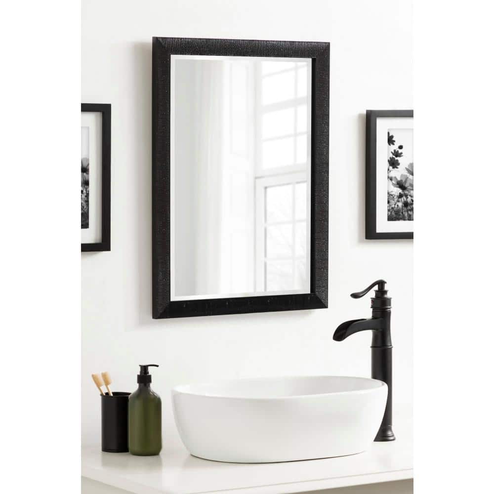 Reyna 18x24 Black Ribbed Rectangle Wall Mirror