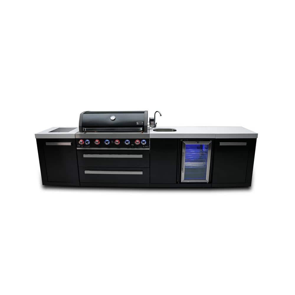 Black Series 6-Burner Outdoor Kitchen Island + Beverage Center Propane Natural Gas Grill Island in Black Stainless Steel price history on PriceWatchPro