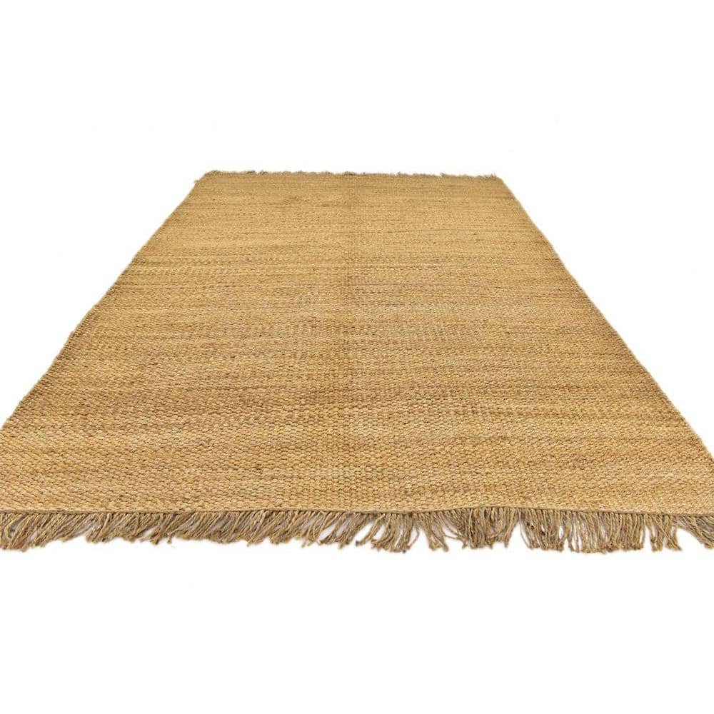 Eco-Friendly Tan Handwoven Jute 9' x 12' Area Rug