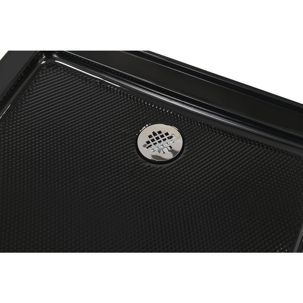 Glossy Black 36'' x 36'' Corner Acrylic Shower Base with Right Drain