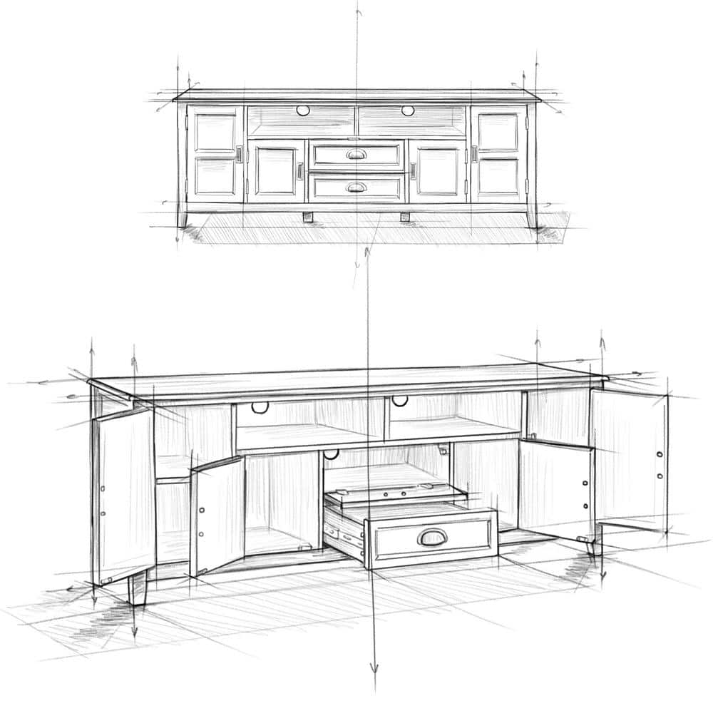 Burlington Black Solid Wood 72" TV Media Stand with Cabinets