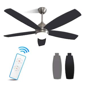 Noiseless 52 in. Integrated LED Indoor Black Ceiling Fan with Light Kit and Remote Control, DC Motor