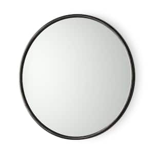 Piper 36 in. W x 36 in. H Black Metal Round Wall Mirror