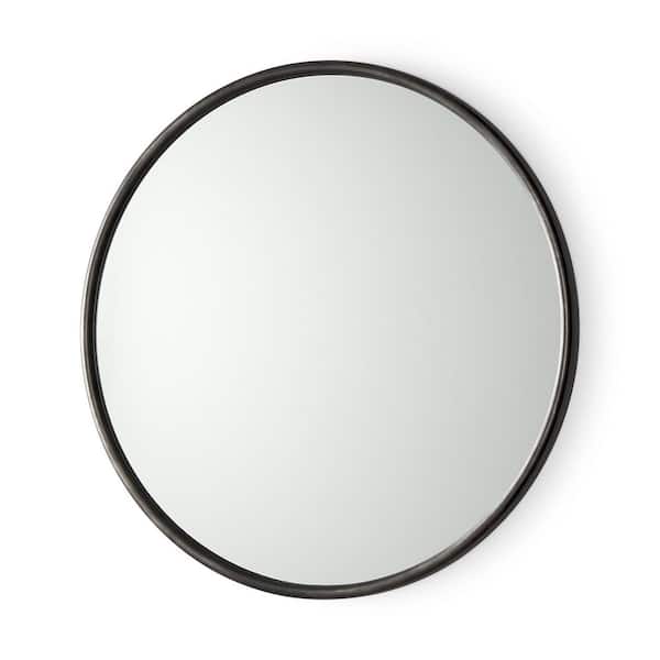Mercana Piper 36 in. W x 36 in. H Black Metal Round Wall Mirror