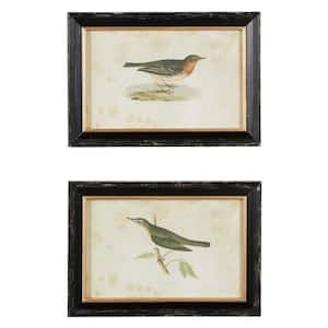 Black Wood Farmhouse Cottage Birds Framed Wall Art (Set of 2)