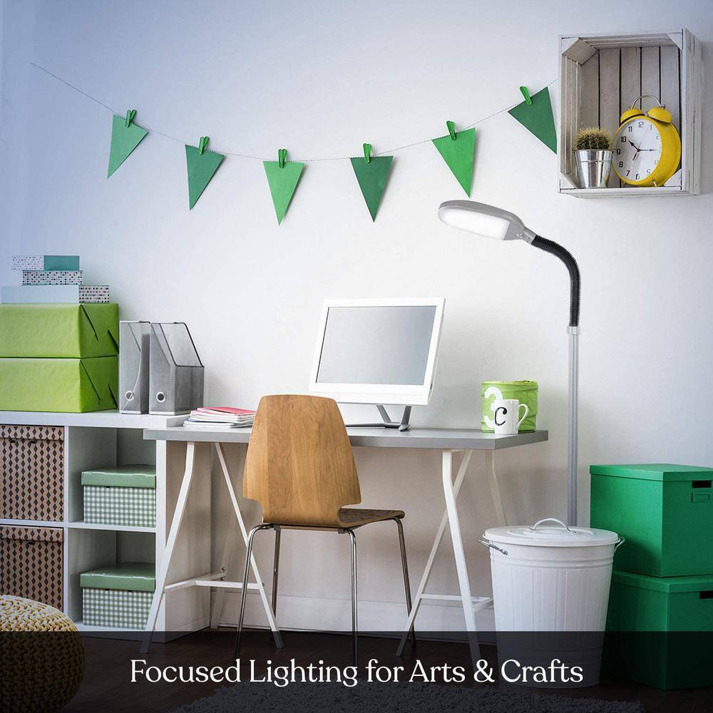 Adjustable Energy Star 53" Titanium Silver LED Task Floor Lamp for Kids
