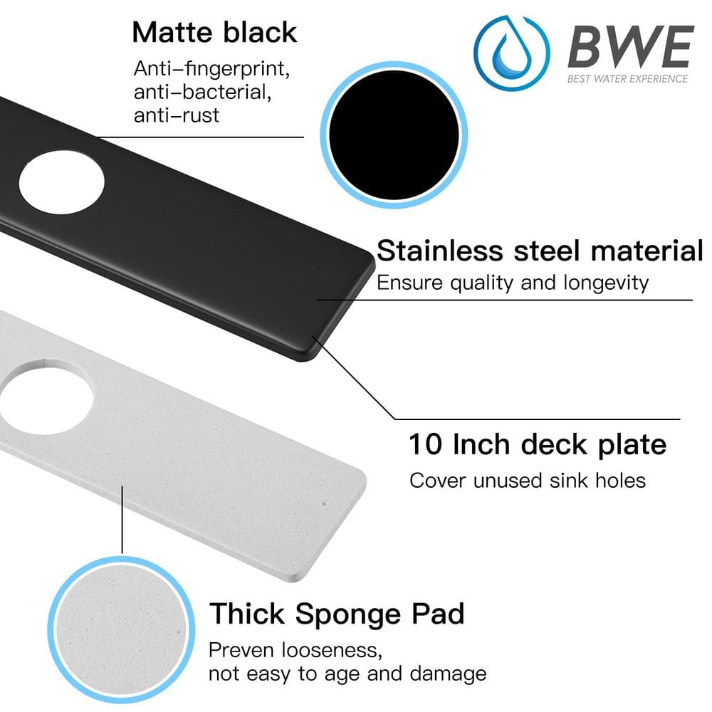 Matte Black Stainless Steel Kitchen Sink Faucet Hole Cover Plate