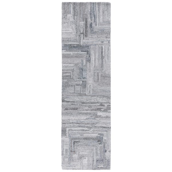 SAFAVIEH Abstract Gray 2 ft. x 8 ft. Geometric Meander Runner Rug