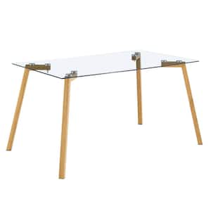 Modern 47 in. Clear Glass Rectangular Metal 4-Legs Dining Table with 0.31 in. Tempered Glass Tabletop Seats 6