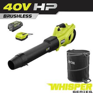 40V HP Brushless Whisper Series 160 MPH 650 CFM Cordless Battery Blower w/Lawn & Leaf Bag, 6.0 Ah Battery, & Charger