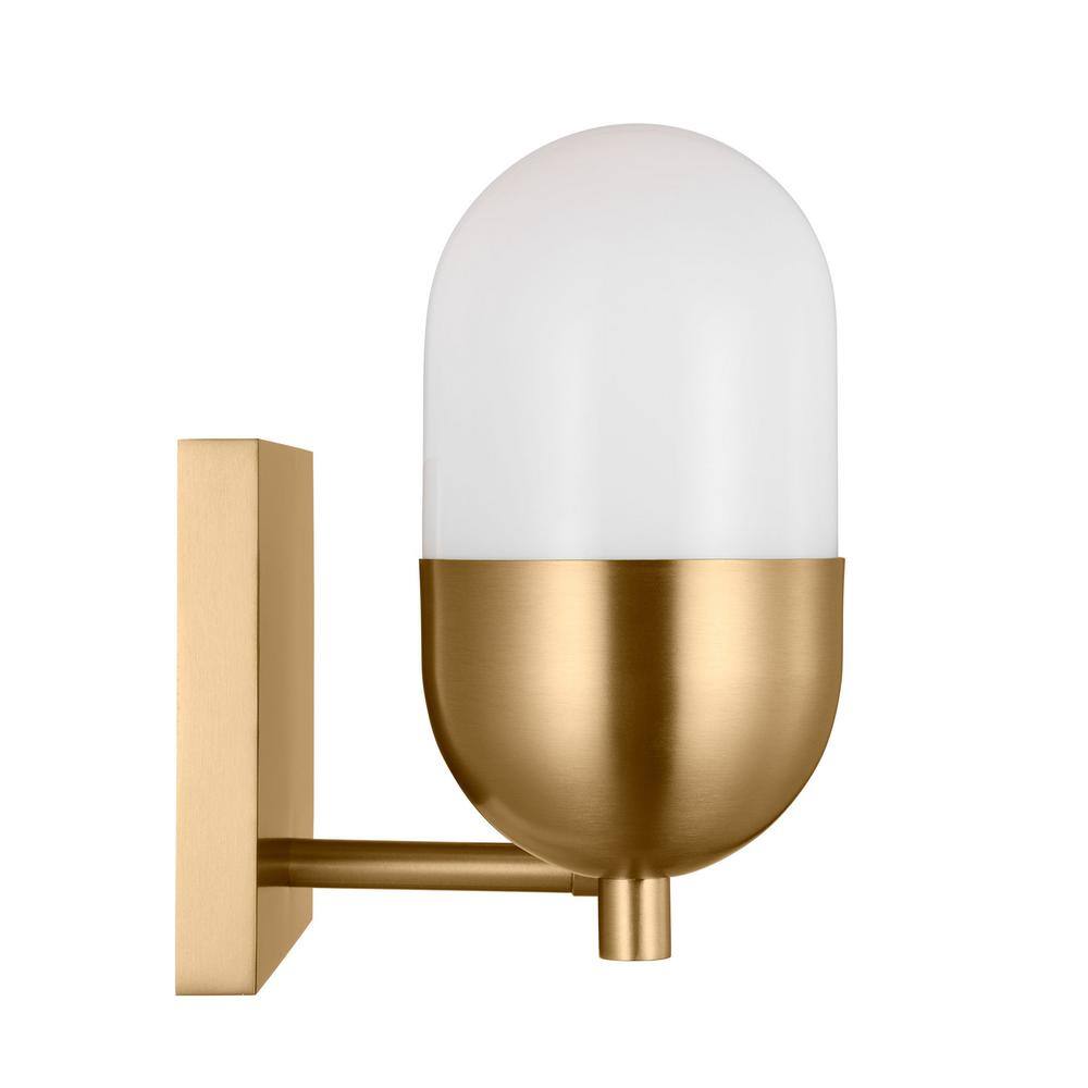Satin Brass 2-Light Vanity with Milk Glass Shades