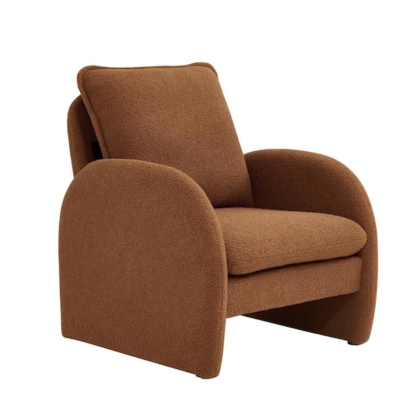 Unbranded Orange Sherpa Upholstered Accent Armchair Fabric Leisure Chair with High Back & Armrest Comfy Single Sofa Vanity Chair