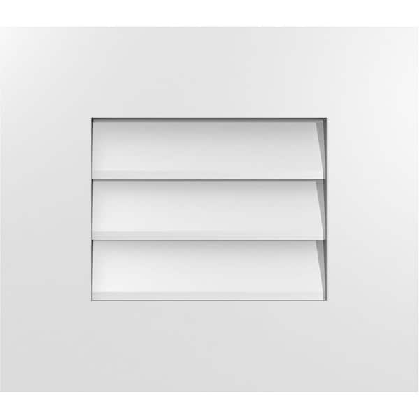 Ekena Millwork 16 in. x 14 in. Rectangular White PVC Paintable Gable Louver Vent Non-Functional