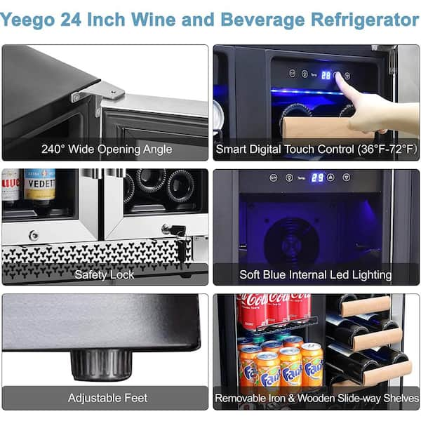 Yeego 24 in. 12 oz. of 140 Cans Beverage Cooler Beer Refrigerator built-in  or Freestanding Fridge with Safety Loc YEG-BS24-HD - The Home Depot