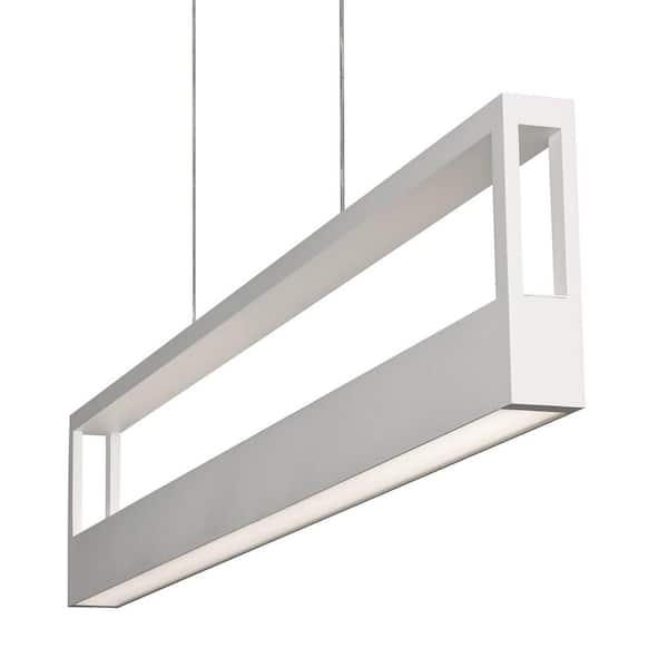 Echo 37-Watt 1 White Shaded Integrated LED Pendant Light with White Acrylic Shade