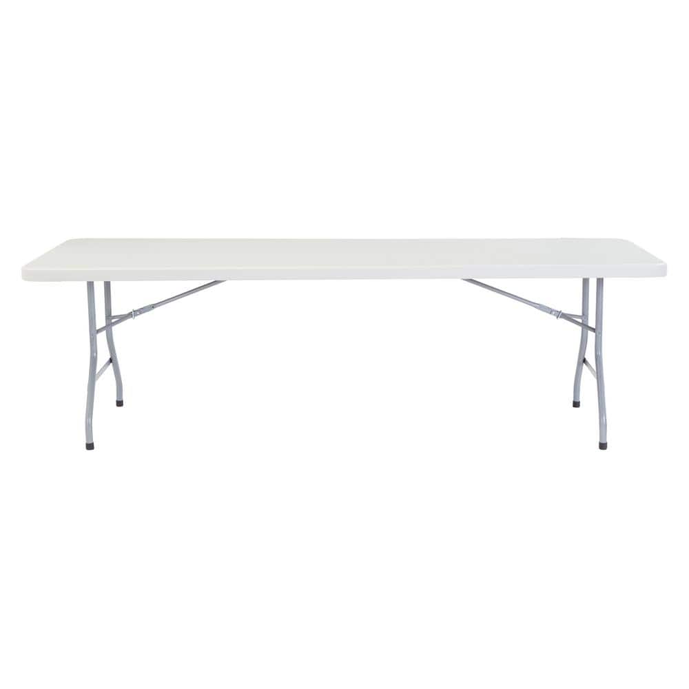 96" Light Speckled Gray Plastic Folding Banquet Table