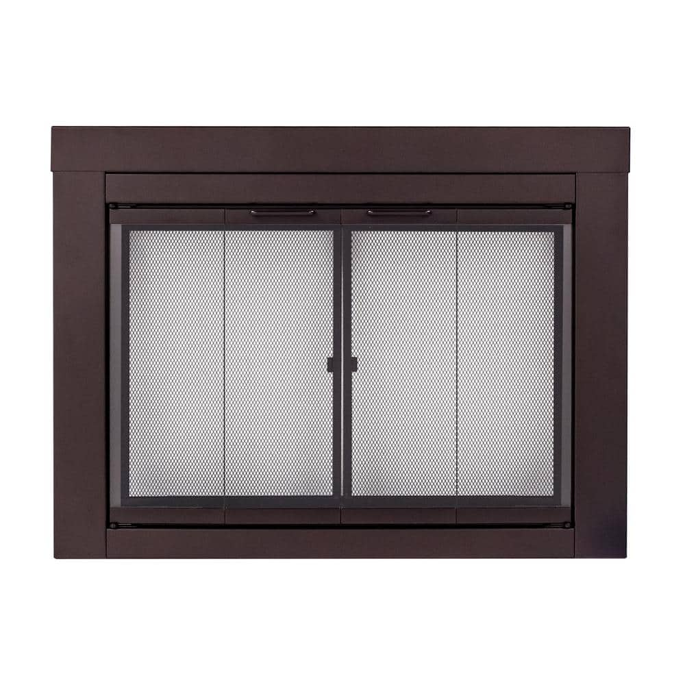 Pleasant Hearth Ascot Small Oil Rubbed Bronze Glass Fireplace Doors AT ...