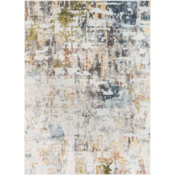 Well Woven Farah Azura Multi Modern Vintage Distressed Abstract 5 ft. 3 in. x 7 ft. 3 in. Area Rug