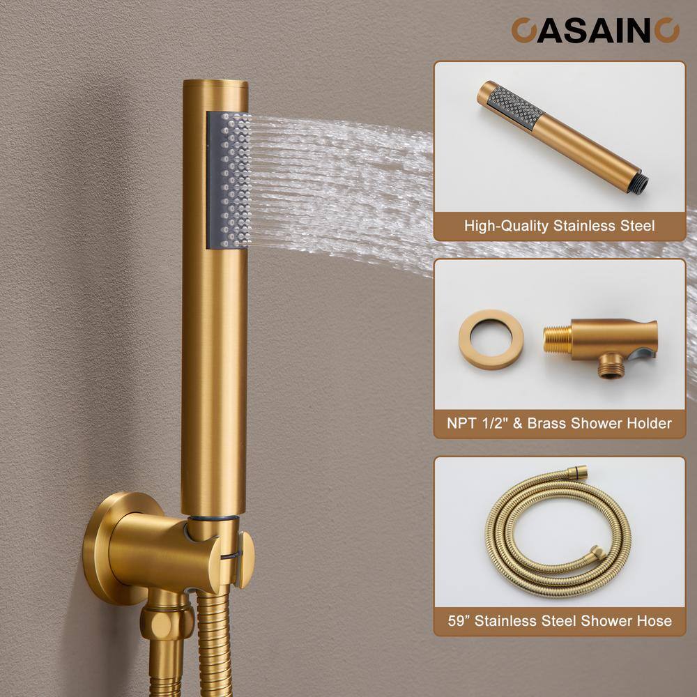 Brushed Gold Multi-Head Thermostatic Rain Shower System