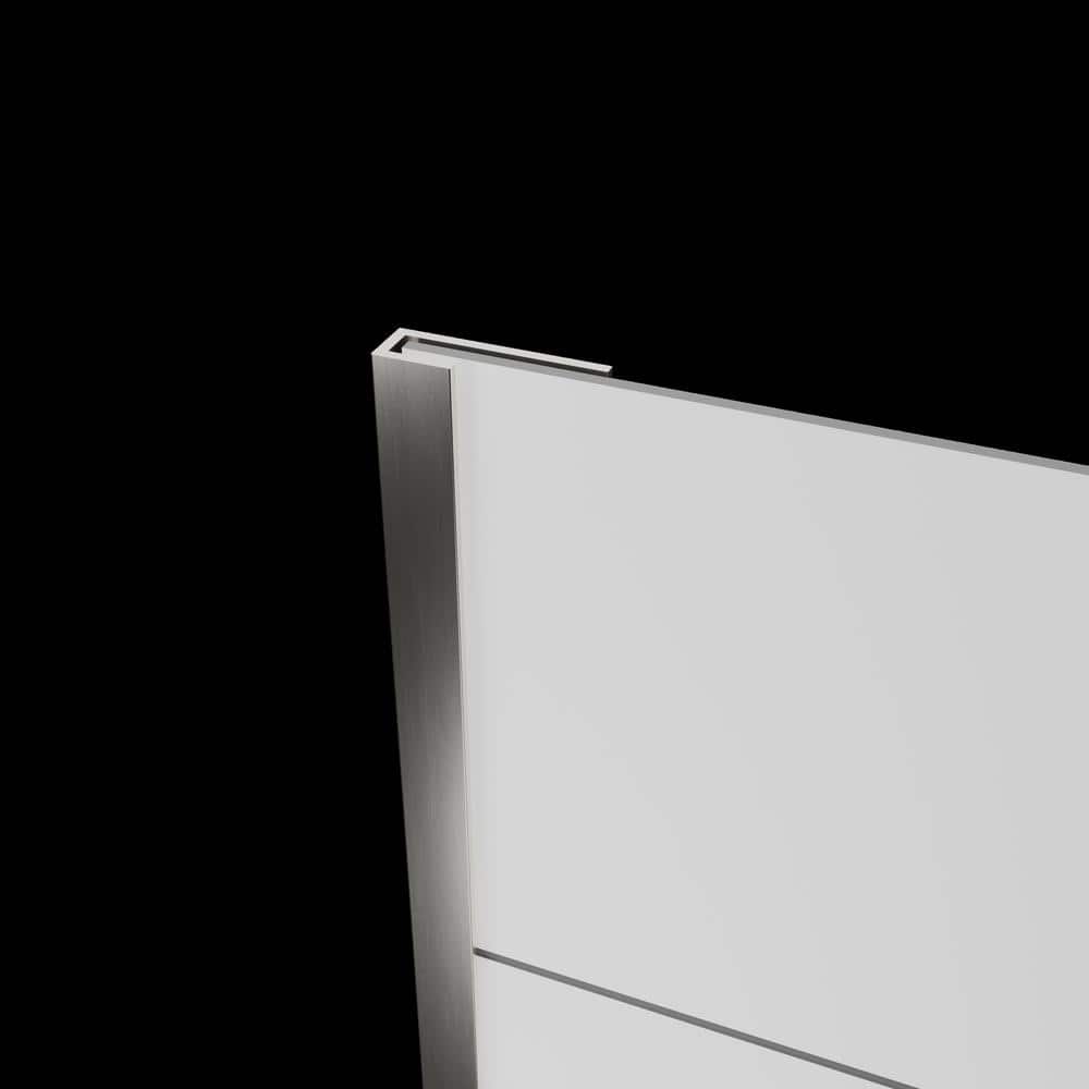 FlexStyle 60" x 36" x 80" White and Gray Block Shower Wall Surround with Brushed Nickel Trim