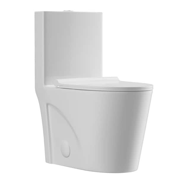12 in. Rough In Size 1-Piece 1.1/1.6 GPF Dual Flush Elongated Standard Modern Toilet in White, Soft Closed Seat