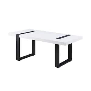 23.63 in. in. White and Black Rectangle wood Top Coffee Table