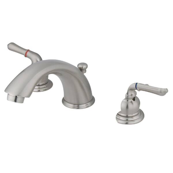 Kingston Brass Magellan 2-Handle 8 in. Widespread Bathroom Faucets with Plastic Pop-Up in Brushed Nickel