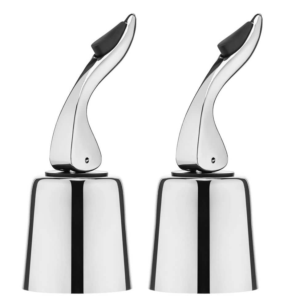 Silver Stainless Steel Vacuum Wine Bottle Stoppers, Reusable Leak-Resistant Seal, Set of 2 for Red and White Bottles price history on PriceWatchPro