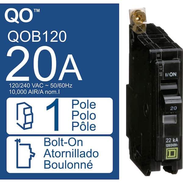 Square D QO 20-Amp Single-Pole Bolt-On Circuit Breaker (QOB120CP