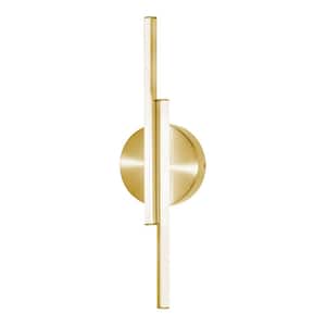 Ella 2-Light Satin Brass Wall Sconce with Frosted Acrylic Shade