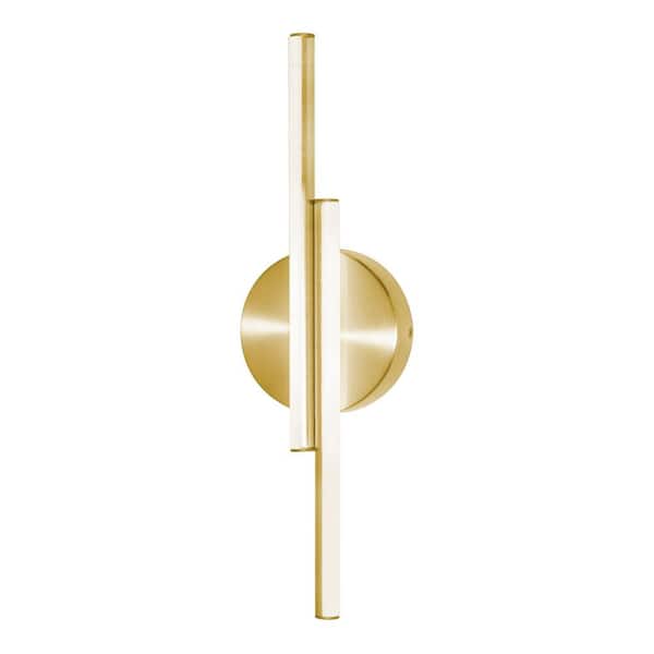 AFX Ella 2-Light Satin Brass Wall Sconce with Frosted Acrylic Shade