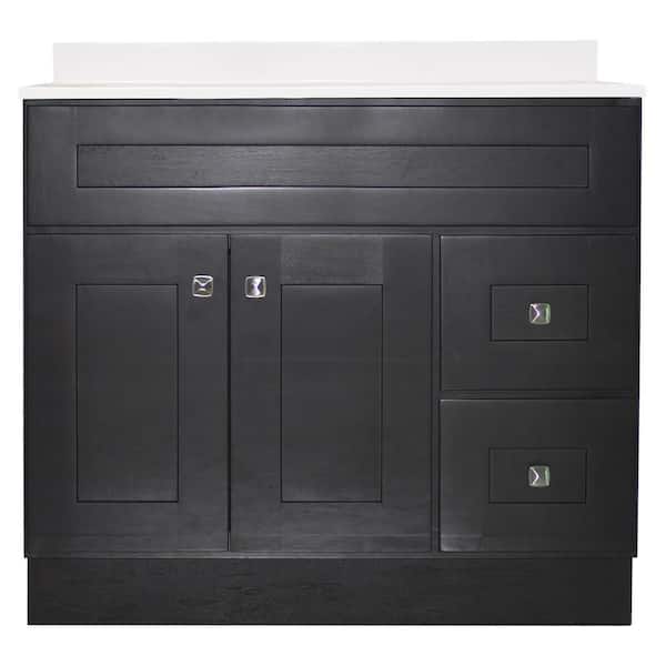 Brookings 37 in. W Single 1-Hole Sink Bathroom Vanity in Espresso with White Cultured Marble Top Assembled