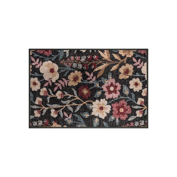 Ditsy Floral Garden Machine Washable Polyester Non-Slip Backing 2 ft. x 4 ft. Multi Area Rug
