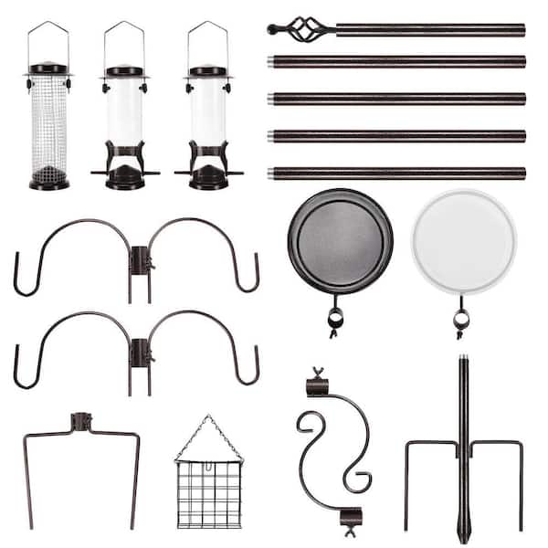 94 in. 6-Hook Bird Feeding Station Kit, Wild Bird Feeder Stand