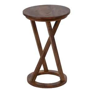 Aja 15.00 in. D Walnut Brown 23.00 in. H Round Wood End Table