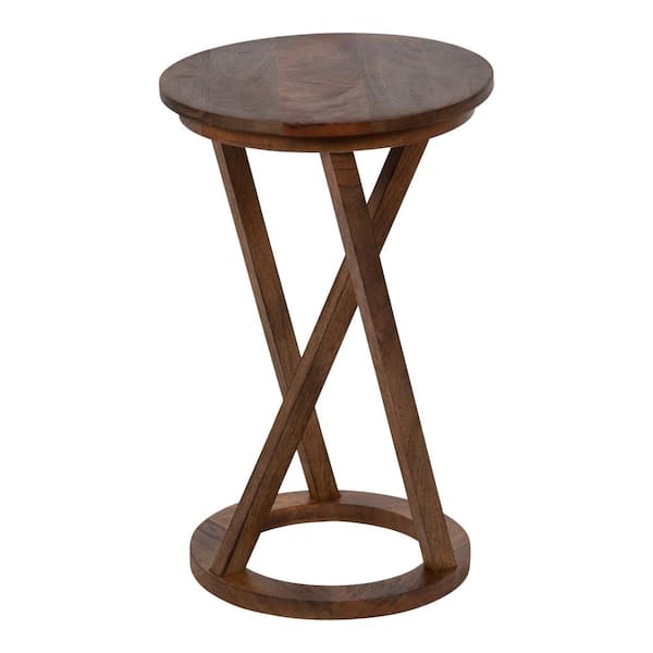 Kate and Laurel Aja 15.00 in. D Walnut Brown 23.00 in. H Round Wood End Table