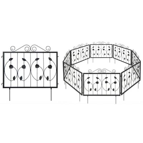 23.5 in. (H) x 15. 3 ft. (L) Decorative Garden Fence 8-Pack Metal Fencing Animal Barrier
