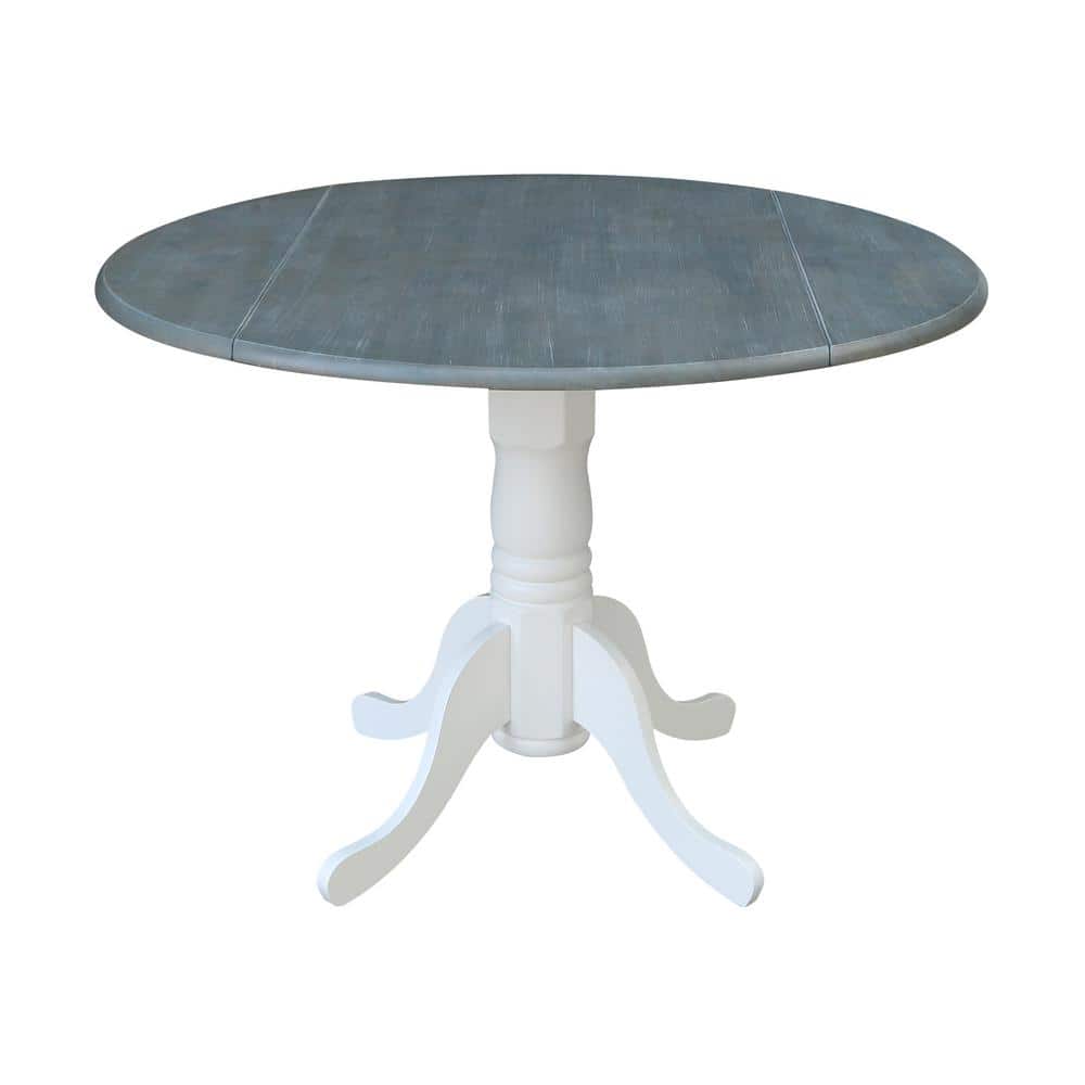 Heather Gray & White 42" Round Wood Extendable Dining Table