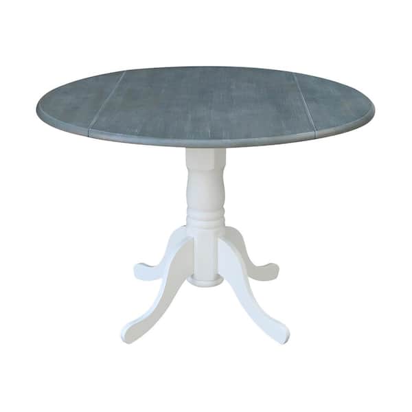 Round Dual Drop Leaf Pedestal Table, White 42 Round Dining Table