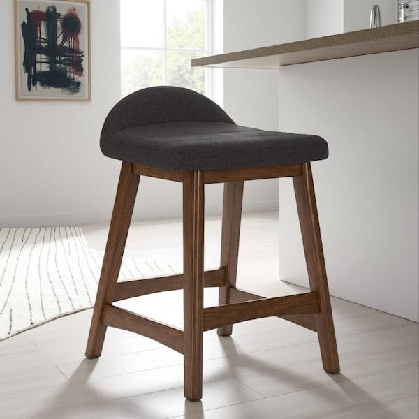 Jeyn 28.75 in. Brown and Charcoal Gray Wood Counter Stool (Set of 2)
