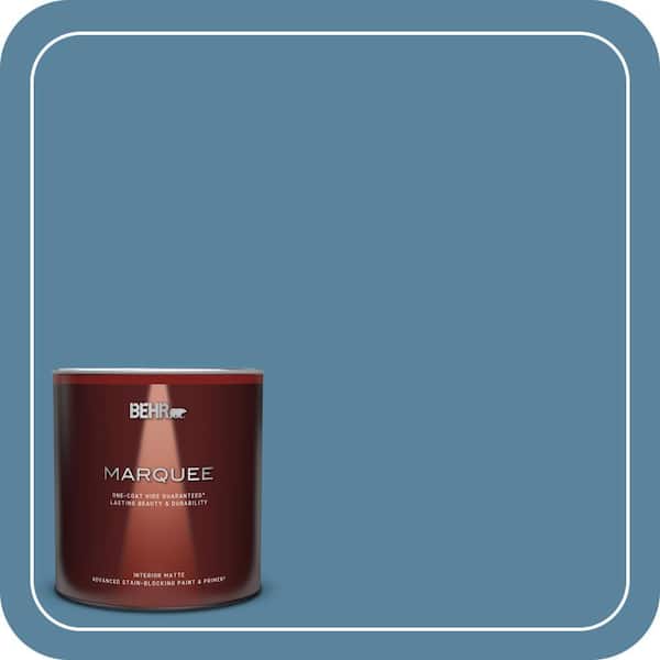 BEHR MARQUEE 1 qt. #BIC-38 Honest Blue Matte Interior Paint & Primer