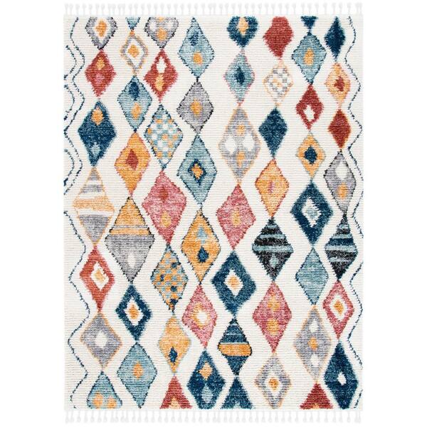 Chic Tribal Patterned Rug Multi Colored Moroccan Rug Polyester