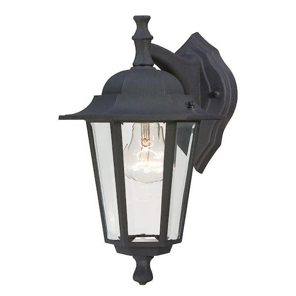 Westinghouse 1-Light Textured Black on Cast Aluminum Exterior Wall Lantern with Clear Glass Panels