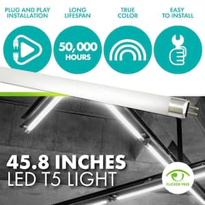 25-Watt/54-Watt Equivalent 45.8 in. Linear T5 Type A LED Tube Light Bulb, Cool White Light 4000K, 25-pack