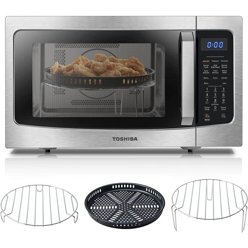 Toshiba 1.5 cu. ft. in Stainless Steel 1000 Watt Countertop Microwave Oven with Air Fryer, Convection, Smart Sensor, Silver