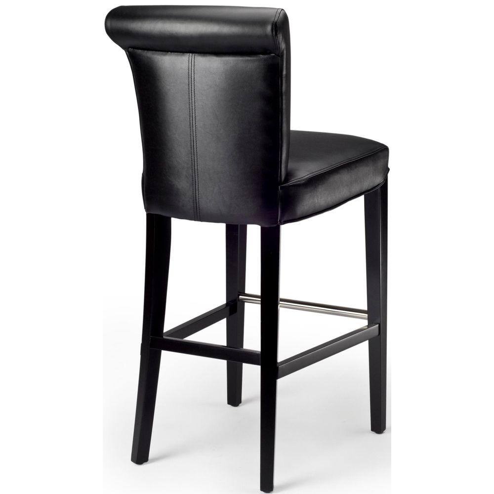 Seth Black Leather and Wood Parsons Bar Stool