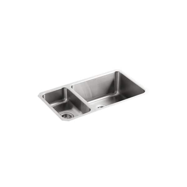 KOHLER Undertone 31.5 in. Undermount Double Bowl Stainless Steel Kitchen Sink