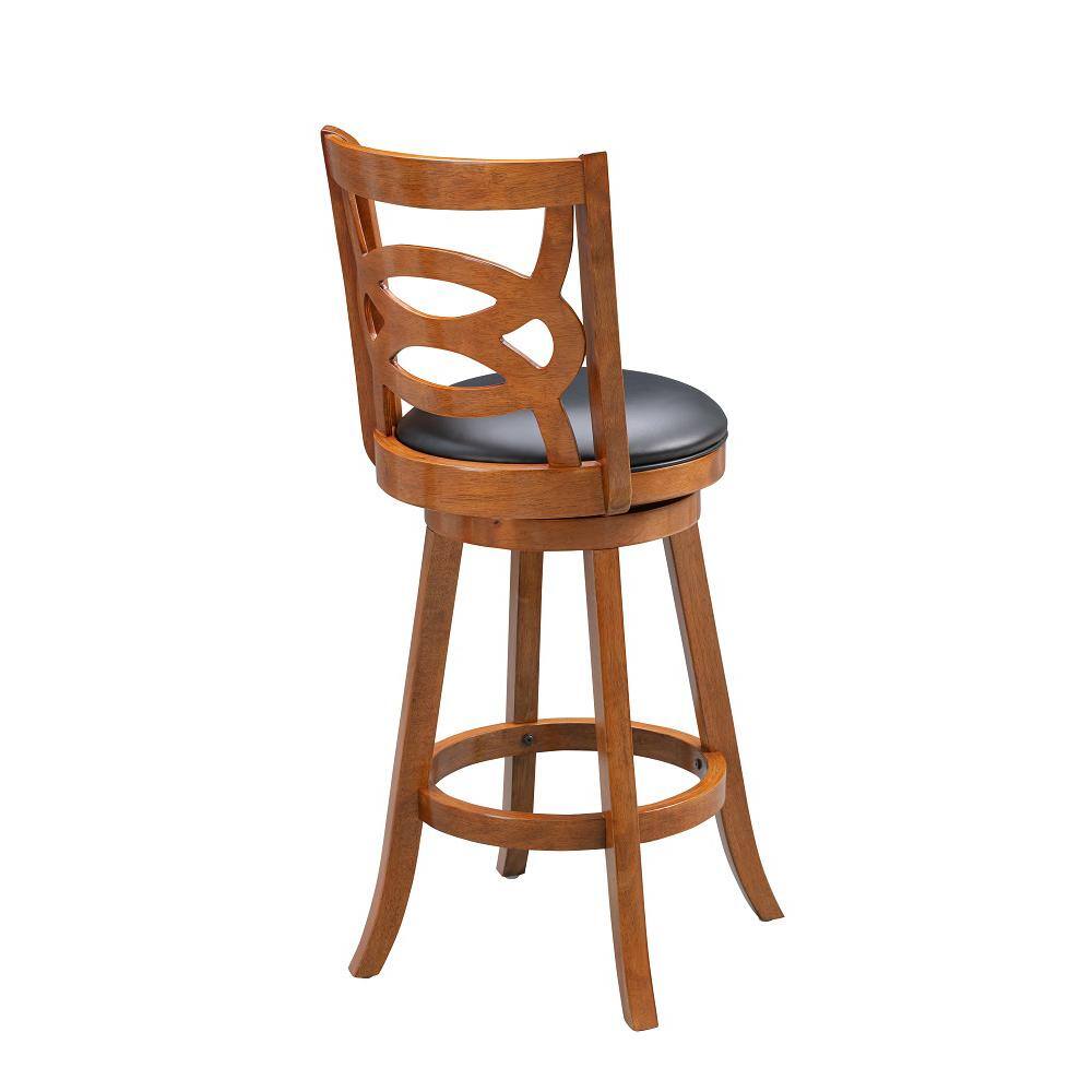 Walnut Brown 24" Swivel Leatherette Counter Stool with Interlocking Backrest