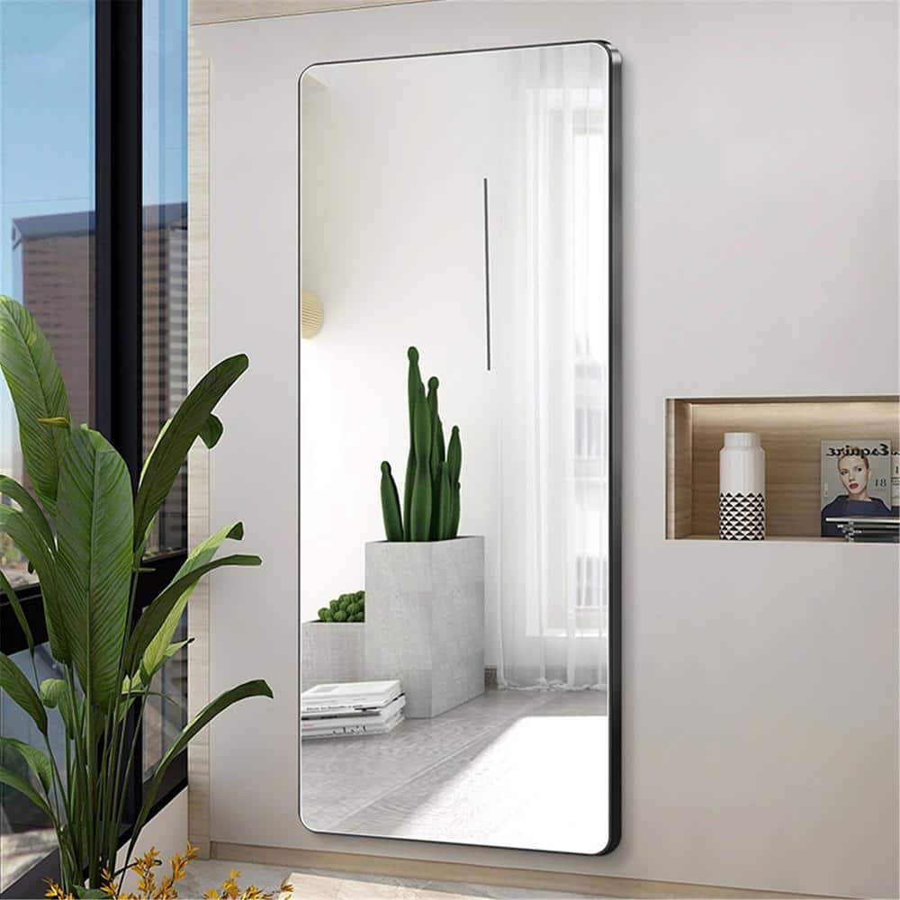 24 in. W x 65 in. H Rectangular Aluminum Framed Rounded Corner Rimless Wall